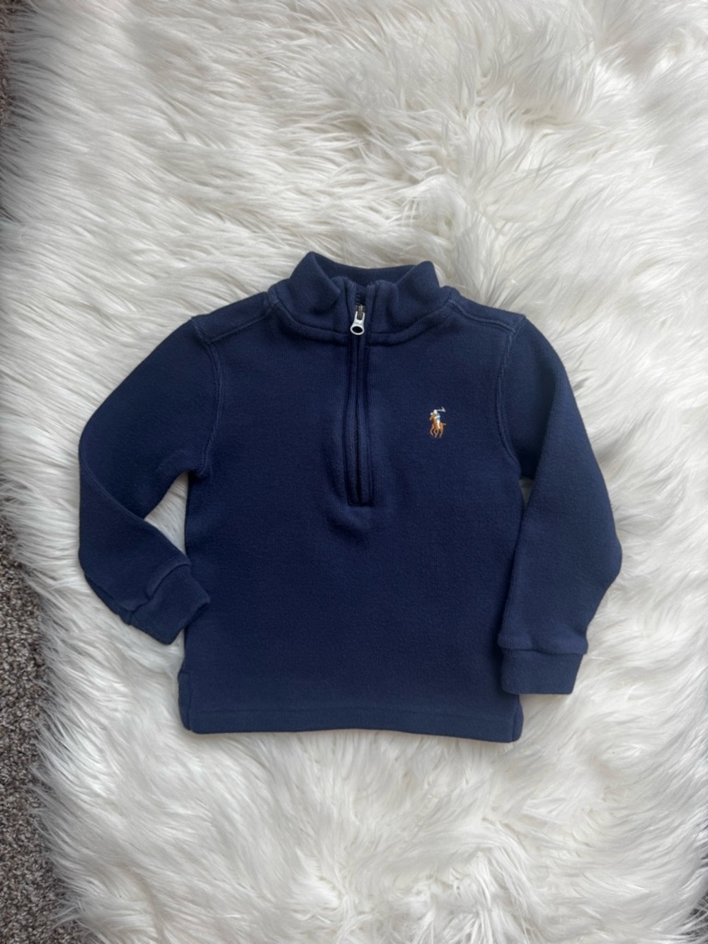 Ralph Lauren Navy Quarter-Zip Pullover Hoodie for Kids